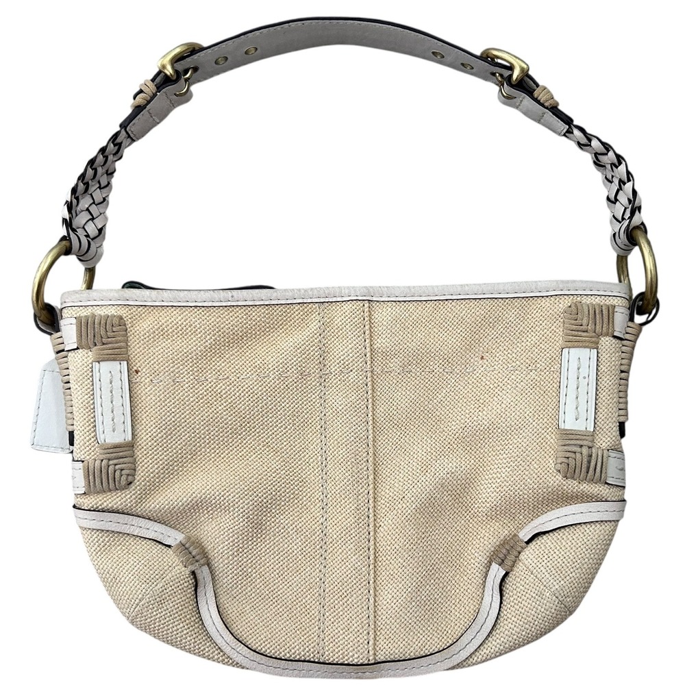 Coach L053-4710 Vintage Canvas Leather Hobo Shoulder Bag Braided Strap